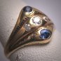 Antique Sapphire Diamond Wedding Ring Edwardian Art Deco 14K Vintage Engagement 1910