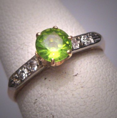 Antique Peridot Diamond Wedding Ring Art Deco 14K Vintage 20s Digital Price: 1485.00