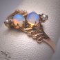 Antique Victorian Australian Opal Wedding Ring Pearl Chased Gold Band