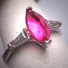 Antique Ruby Wedding Ring Retro Art Deco Silver Band Baguette Cut 1950