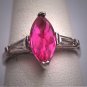 Antique Ruby Wedding Ring Retro Art Deco Silver Band Baguette Cut 1950