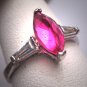 Antique Ruby Wedding Ring Retro Art Deco Silver Band Baguette Cut 1950