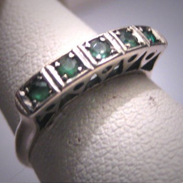 Antique Emerald Wedding Ring Band Vintage Art Deco Palladium 1930s