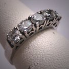 Antique White Sapphire Wedding Ring Band Vintage Art Deco Vintage