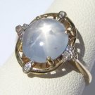 Vintage Star Sapphire Ring Antique Art Deco Wedding 18K Diamonds 30s