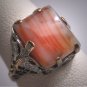 Antique Banded Agate Ring Art Deco Victorian Filigree Vintage 1920