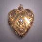 Antique Victorian Gold Diamond Heart Locket Pendant Vintage 1920