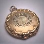 Antique Gold Locket Pendant Necklace Victorian 1920 Chased Design Deco