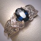Vintage Sapphire Diamond Wedding Ring Art Deco Estate Engagement Band