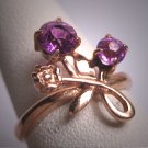 Antique Amethyst Floral Wedding Ring Rose Gold Vintage Art Deco Band
