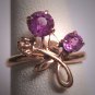 Antique Amethyst Floral Wedding Ring Rose Gold Vintage Art Deco Band