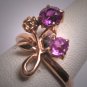 Antique Amethyst Floral Wedding Ring Rose Gold Vintage Art Deco Band