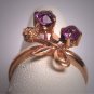Antique Amethyst Floral Wedding Ring Rose Gold Vintage Art Deco Band
