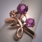 Antique Amethyst Floral Wedding Ring Rose Gold Vintage Art Deco Band