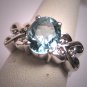 Vintage Aquamarine Diamond Ring Estate Art Deco White Gold Wedding