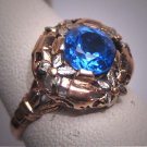 Antique Sapphire Ring Vintage Victorian Art Deco Rose Gold 18K