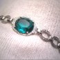 Antique Rhodium Emearld Paste Bracelet Art Deco 1920 Vintage