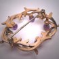 Antique Pearl Amethyst Brooch Akoya Pin Designer Signed Wreath Deco