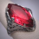Antique Ruby Ring Wedding Vintage Art Deco Fine Filigree c1920