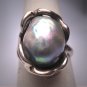 Estate Large Blue Pearl Ring Vintage Modernist Retro Deco