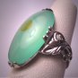 Vintage Australian Jade Ring Retro Art Nouveau Silver Setting c.1920