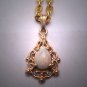 Vintage Australian Opal Pendant Necklace Victorian Motif Filigree 14K