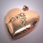 Antique Gold Locket Engraved Heart Vintage Victorian Pendant
