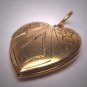Antique Gold Heart Locket Necklace Vintage Victorian Floral 1920
