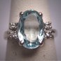 Antique Vintage Aquamarine Diamond Wedding Ring Art Deco H. Stern Styling 14K White Gold