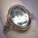 Vintage Aquamarine Diamond Ring Estate Art Deco Antique Wedding 1920
