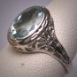 Vintage Aquamarine Diamond Ring Estate Art Deco Antique Wedding 1920