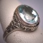 Vintage Aquamarine Diamond Ring Estate Art Deco Antique Wedding 1920