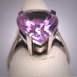 Vintage Amethyst Ring Estate Wedding Silver Solitaire Large Pearl Shape