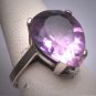 Vintage Amethyst Ring Estate Wedding Silver Solitaire Large Pearl Shape