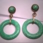 Antique Jade Green French Paste Earrings Vintage Art Deco Rare Dangle Drop 1920