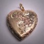 SOLD Antique Gold Heart Locket Vintage Victorian Necklace Art Deco Engraved Rose Gold