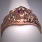 Rare Antique Art Nouveau Lion Ring Ruby Rose Gold c.1890 Wedding Band