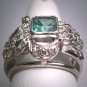 Antique Emerald Diamond Ring Palladium Vintage Art Deco Wedding 1930