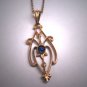 Antique Sapphire Gold Lavaliere Necklace Victorian c.1890