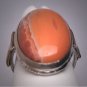 Antique Victorian Coral Jasper Ring Gold Art Deco 1900-1920's