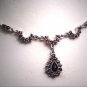Vintage Garnet Necklace Victorian Drop Silver Euro Estate