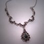 Vintage Garnet Necklace Victorian Drop Silver Euro Estate