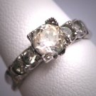 Antique White Sapphire Wedding Ring Vintage Art Deco 1930