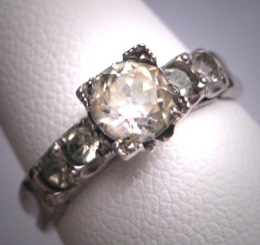 Antique White Sapphire Wedding Ring Vintage Art Deco 1930