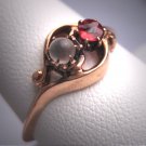 Antique Moonstone Ruby Ring Victorian Rose Gold Wedding 1880