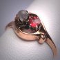 Antique Moonstone Ruby Ring Victorian Rose Gold Wedding 1880