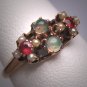 Antique Victorian Opal Ruby Seed Pearl Wedding Ring Rose Gold Band