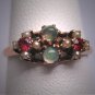 Antique Victorian Opal Ruby Seed Pearl Wedding Ring Rose Gold Band