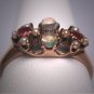 Antique Victorian Opal Ruby Seed Pearl Wedding Ring Rose Gold Band