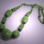 Antique 1920-30's Czech Jade Art Glass Beaded Necklace Flapper Vintage Art Deco